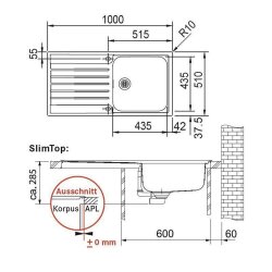 Franke Einbauspüle Argos AGX 211-100 Edelstahl, Druckknopfventil