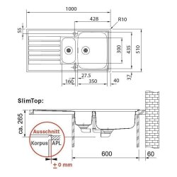 Franke Einbauspüle Argos G AGX 251 G Edelstahl, Druckknopfventil