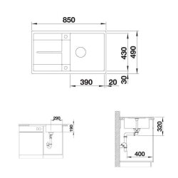 BLANCO Einbauspüle METRA 5 S-F Silgranit flächenbündig einbaubar